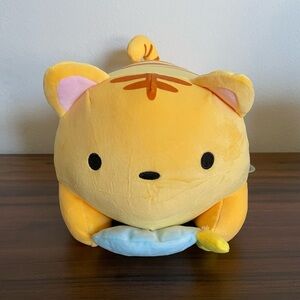 Takashoji 14 Inch Yellow Cat Holding Blue Fish Plushie Round1 BRAND NEW!